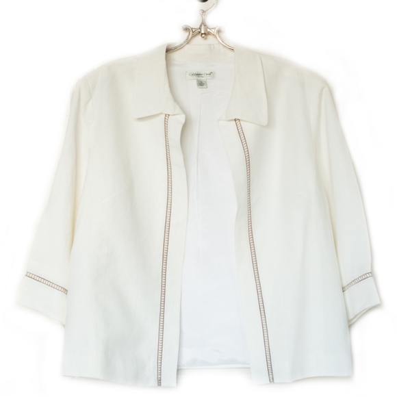 Coldwater Creek Cream Lined Open 3/4 Sleeve Blazer Size PL - Picture 1 of 10